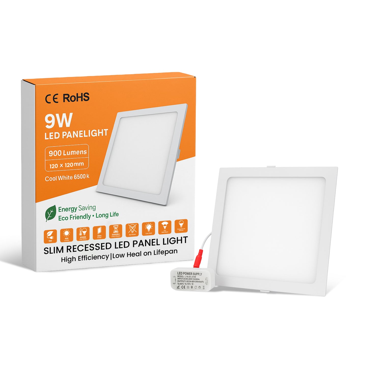 LED Ceiling Lights Slim Square Panel Down Light Livingroom Kitchen Bathroom UK