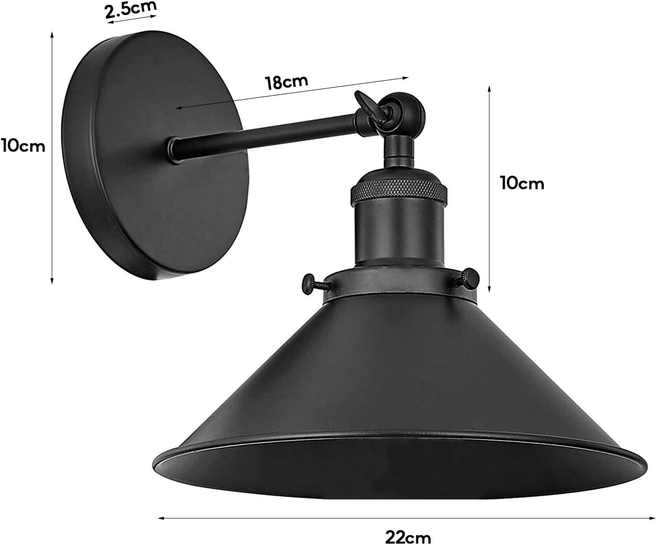 Metal Cone Shade E27 Adjustable Arm Wall Sconce Metal Wall Lights