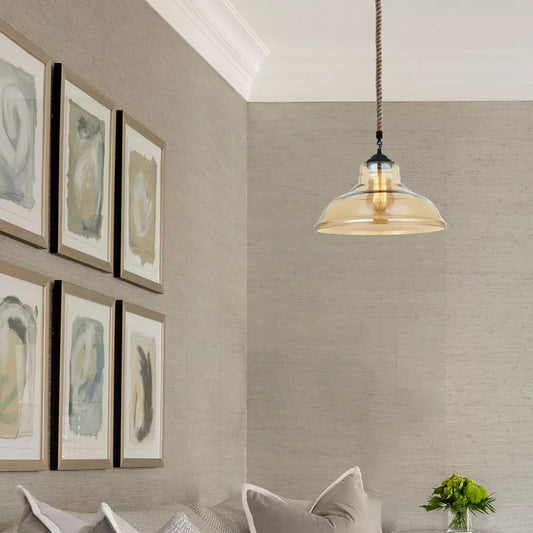 Industrial Amber Glass Ceiling Shade Pendant Light Fixture