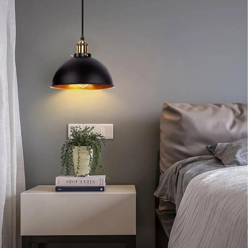 Industrial Vintage Pendant Light, E27 Metal Shade for Home & Cafe