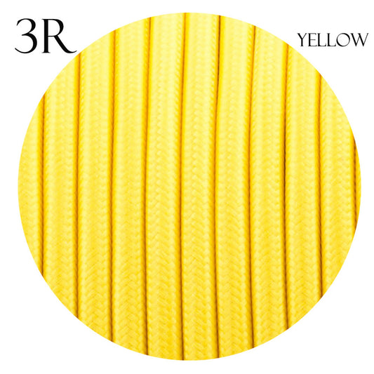 3 core Round Vintage Braided Fabric Yellow Cable Flex 0.75mm