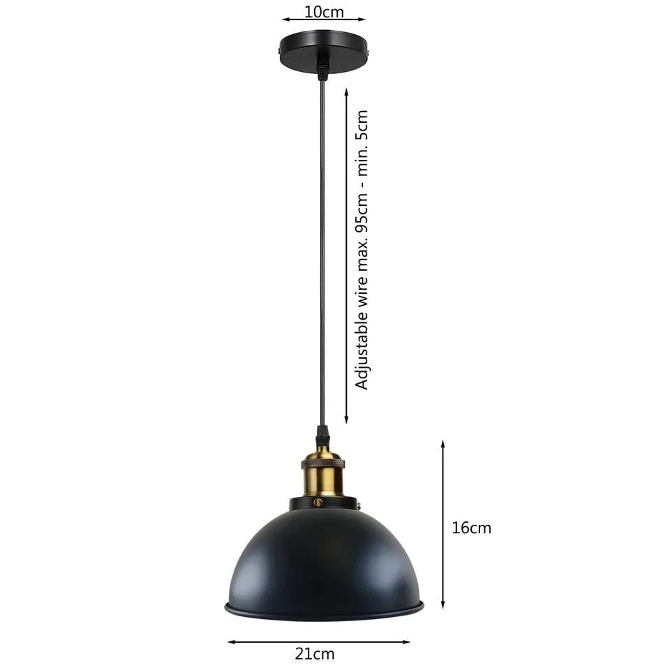 Industrial Vintage Pendant Light, E27 Metal Shade for Home & Cafe