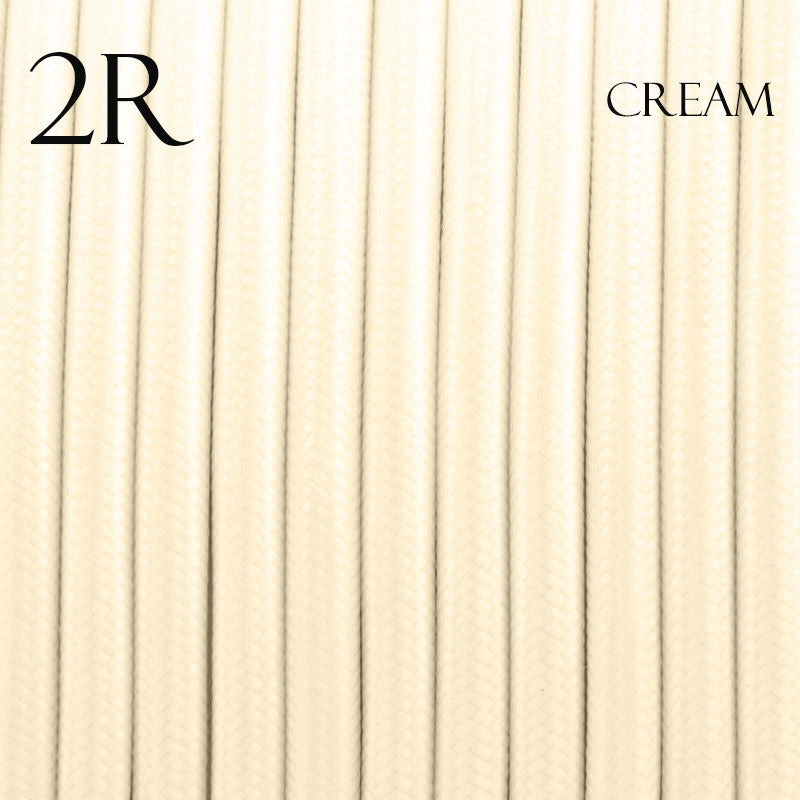 0.75mm 2 Core Round Vintage Braided Cream Fabric Covered Light Flex