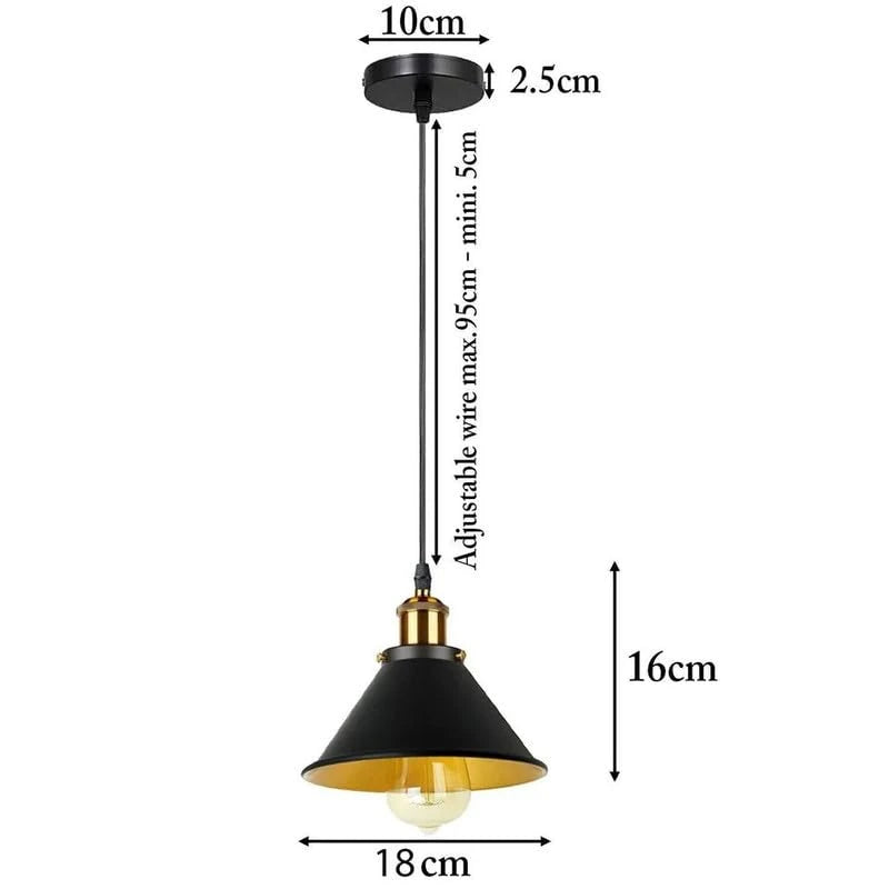 Industrial Vintage Pendant Light, E27 Metal Shade for Home & Cafe
