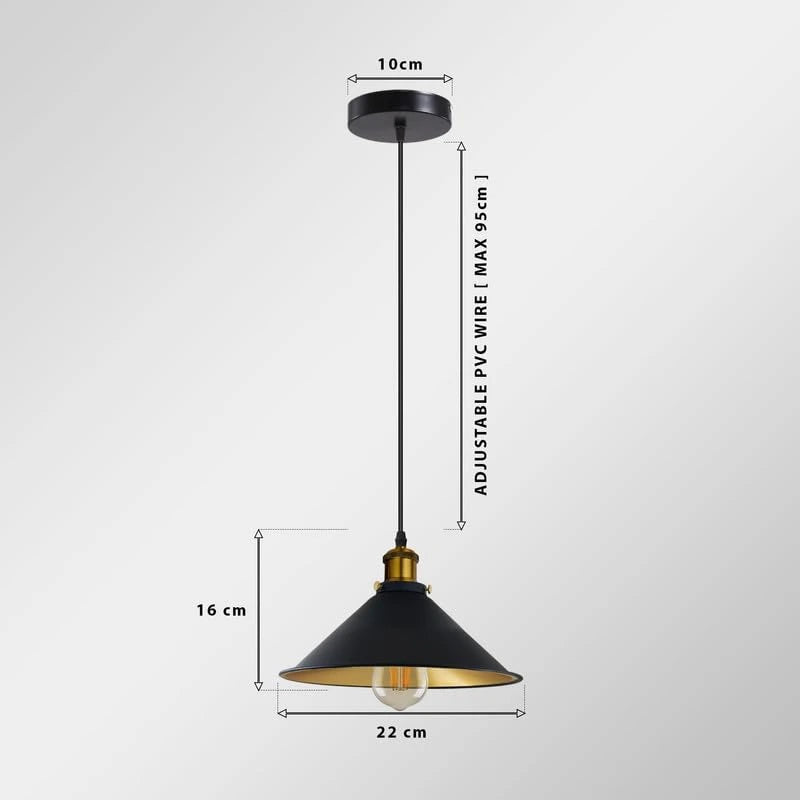 Industrial Vintage Pendant Light, E27 Metal Shade for Home & Cafe