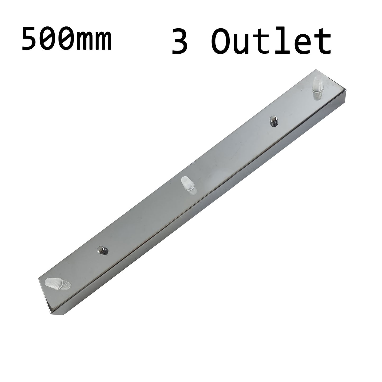 3-Outlet Rectangle Ceiling Rose | Triple Pendant Ceiling Rose Chrome | E27 3-Cable Wiring UK