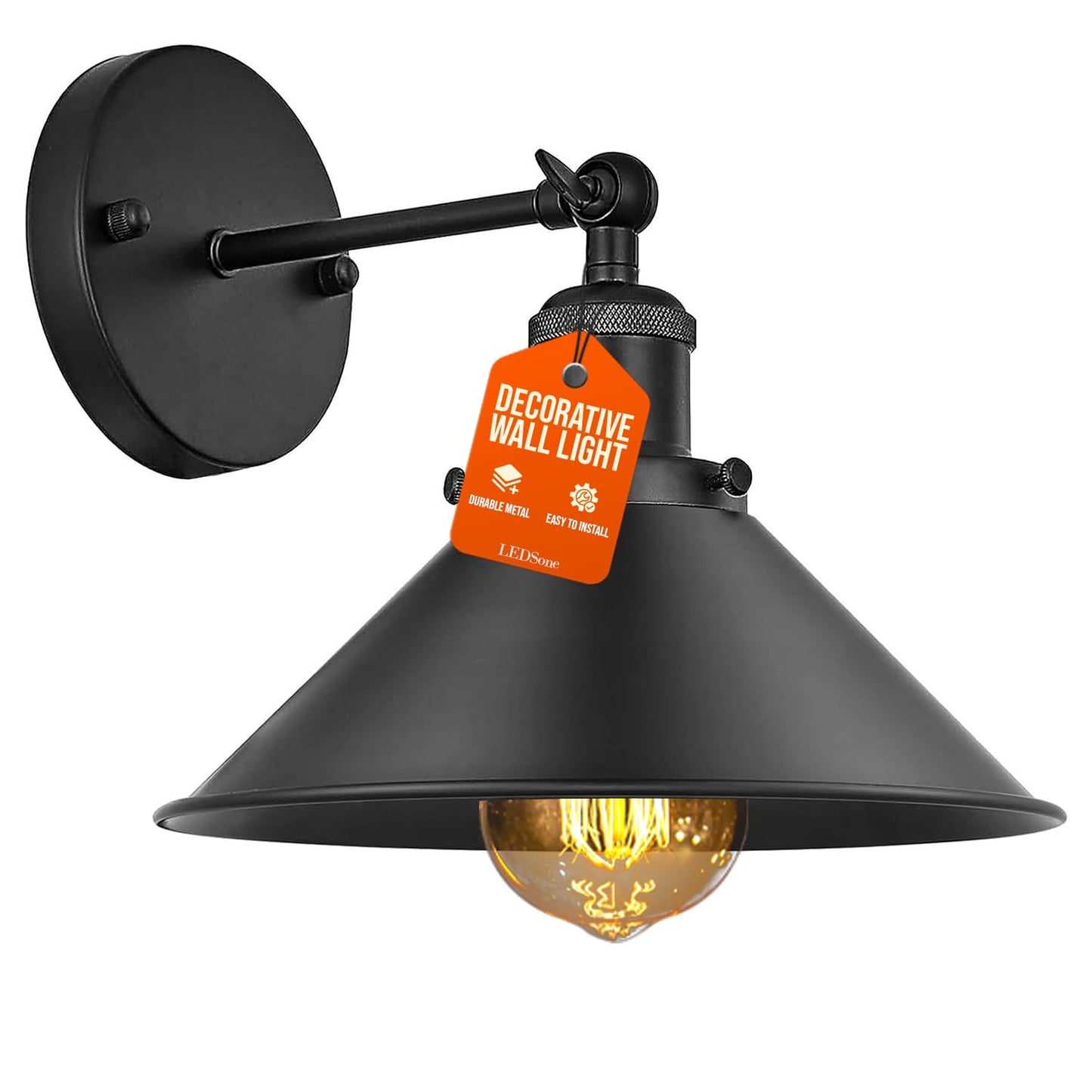 Metal Cone Shade E27 Adjustable Arm Wall Sconce Metal Wall Lights