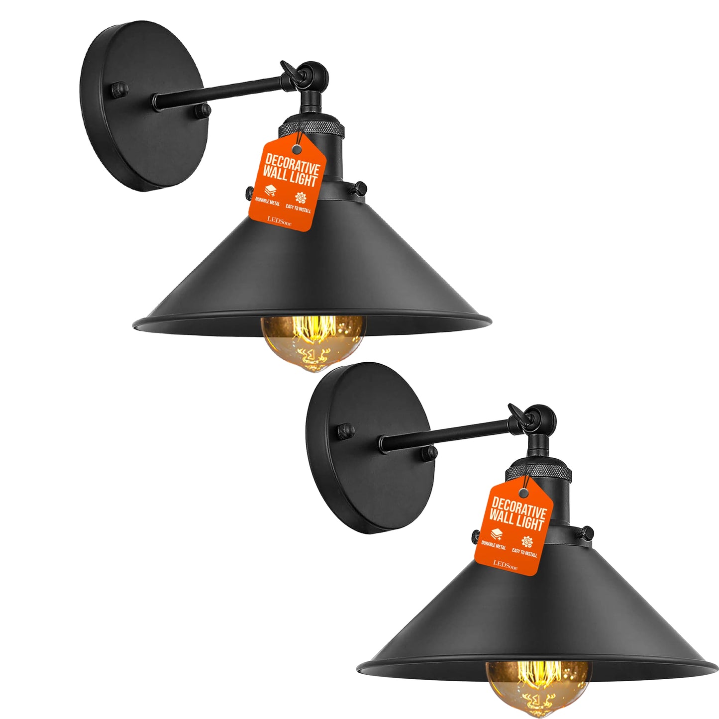 Metal Cone Shade E27 Adjustable Arm Wall Sconce Metal Wall Lights
