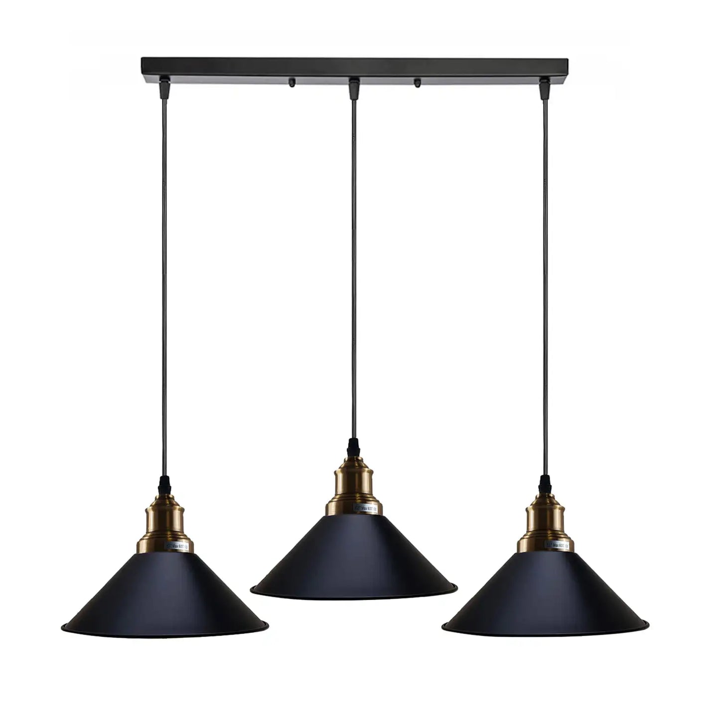 3 Way Black Idustrial Hanging Pendant Light
