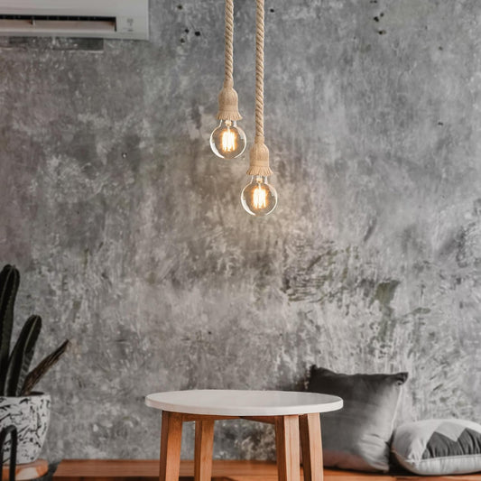 Adjustable Hemp Rope Ceiling Pendant Light with E27 Fitting
