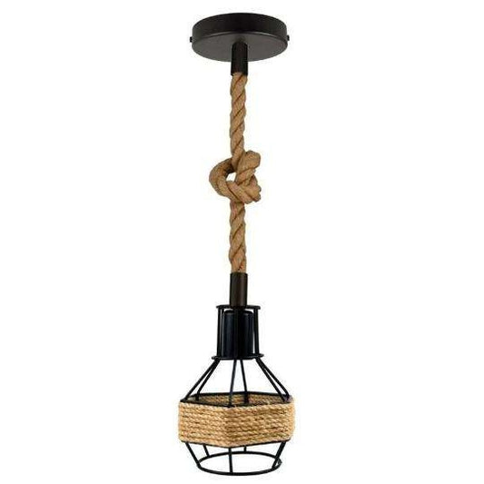 Retro Hemp Rope Hanging Ceiling Pendant light with Hemp cage