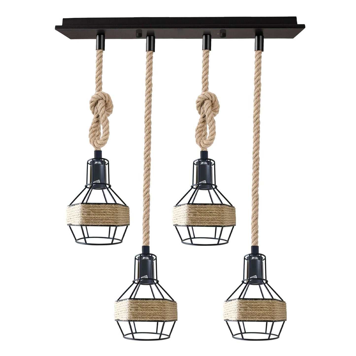 Retro Hemp Rope Hanging Ceiling Pendant light with Hemp cage