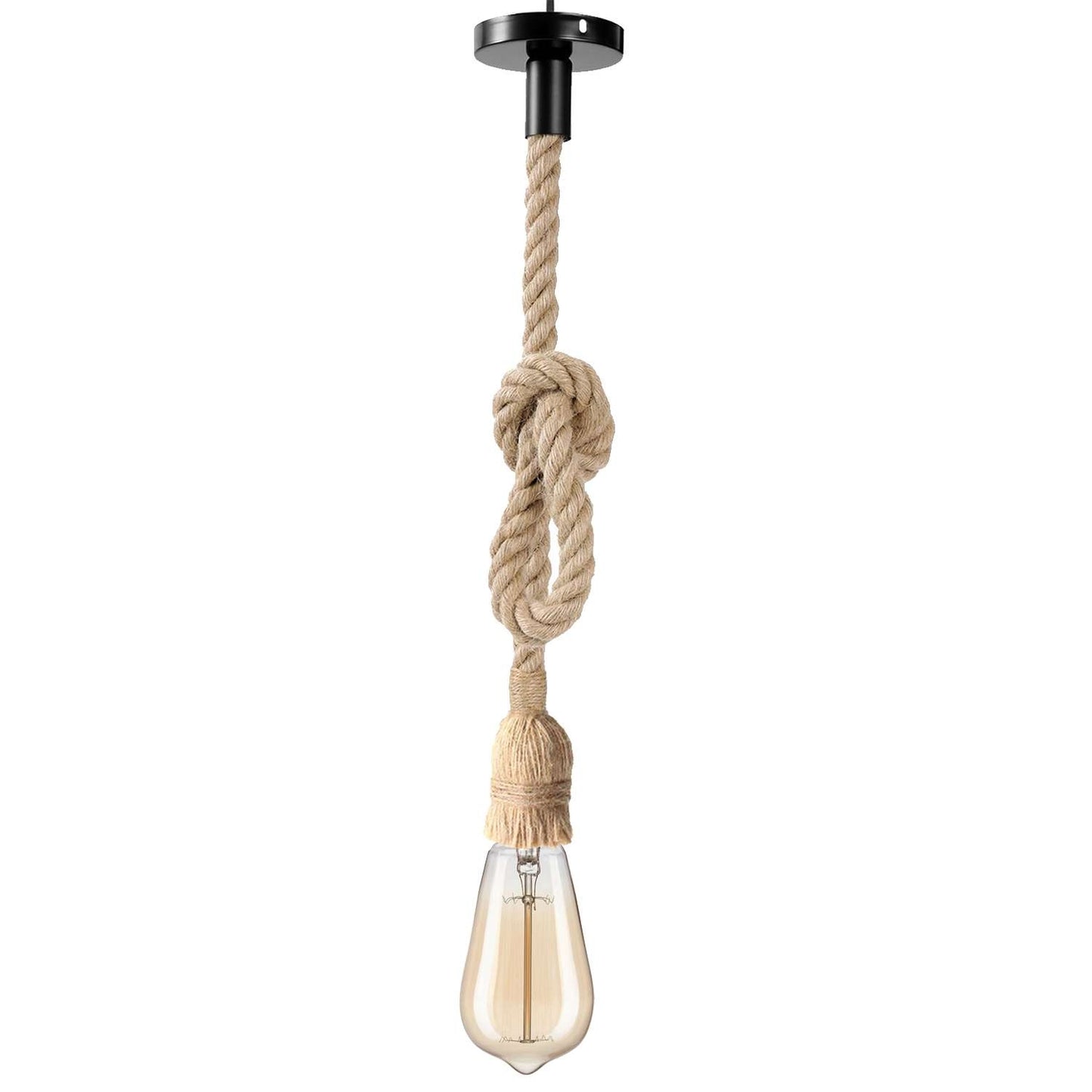 Adjustable Hemp Rope Ceiling Pendant Light with E27 Fitting