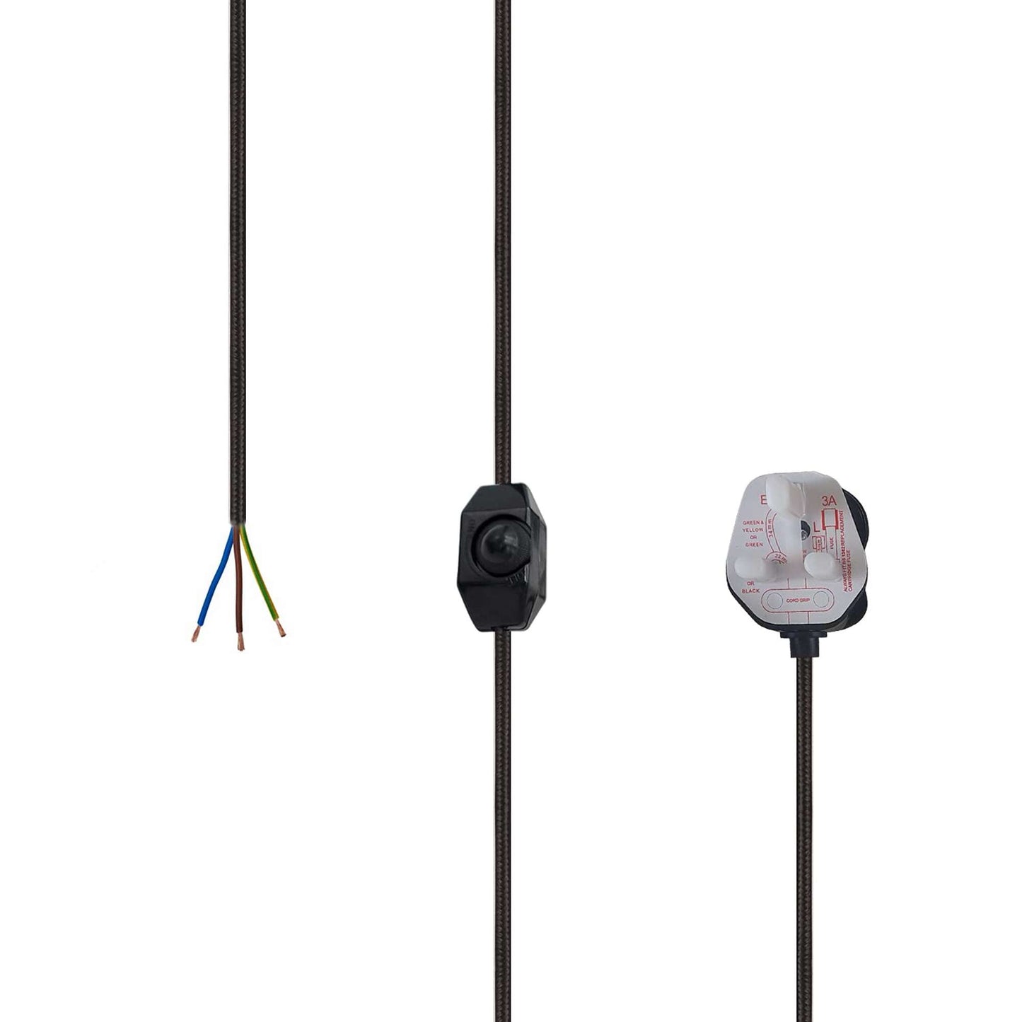 2M UK Plug-in Vintage E27 Dimmer Switch Fabric Pendant Light Holder