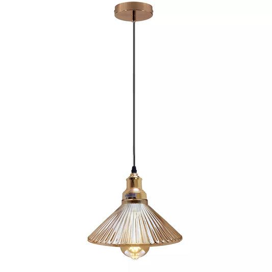 Industrial Amber E27 Glass Pendant Light Adjustable Lamp Fixture