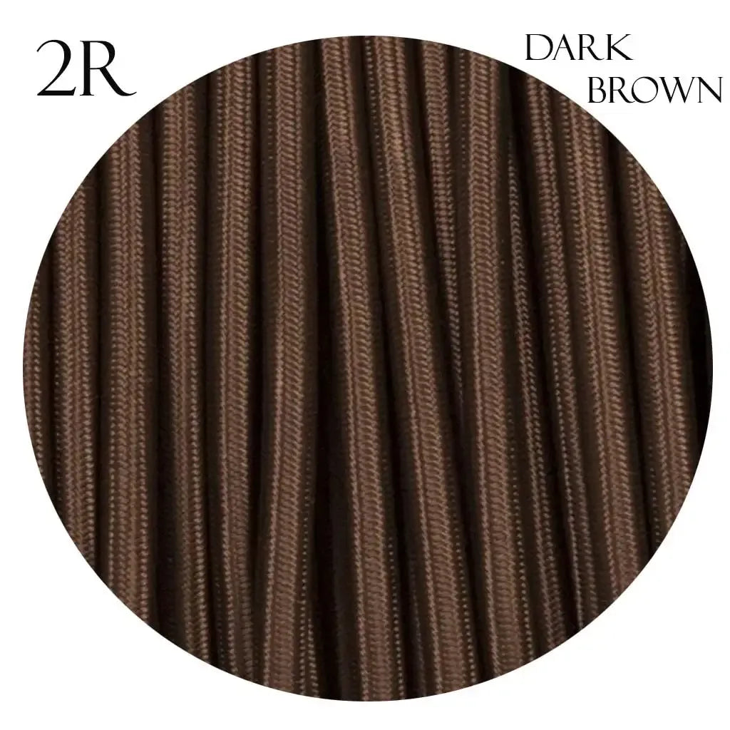 2 core Round Vintage Braided Fabric Dark Brown Cable Flex 0.75mm