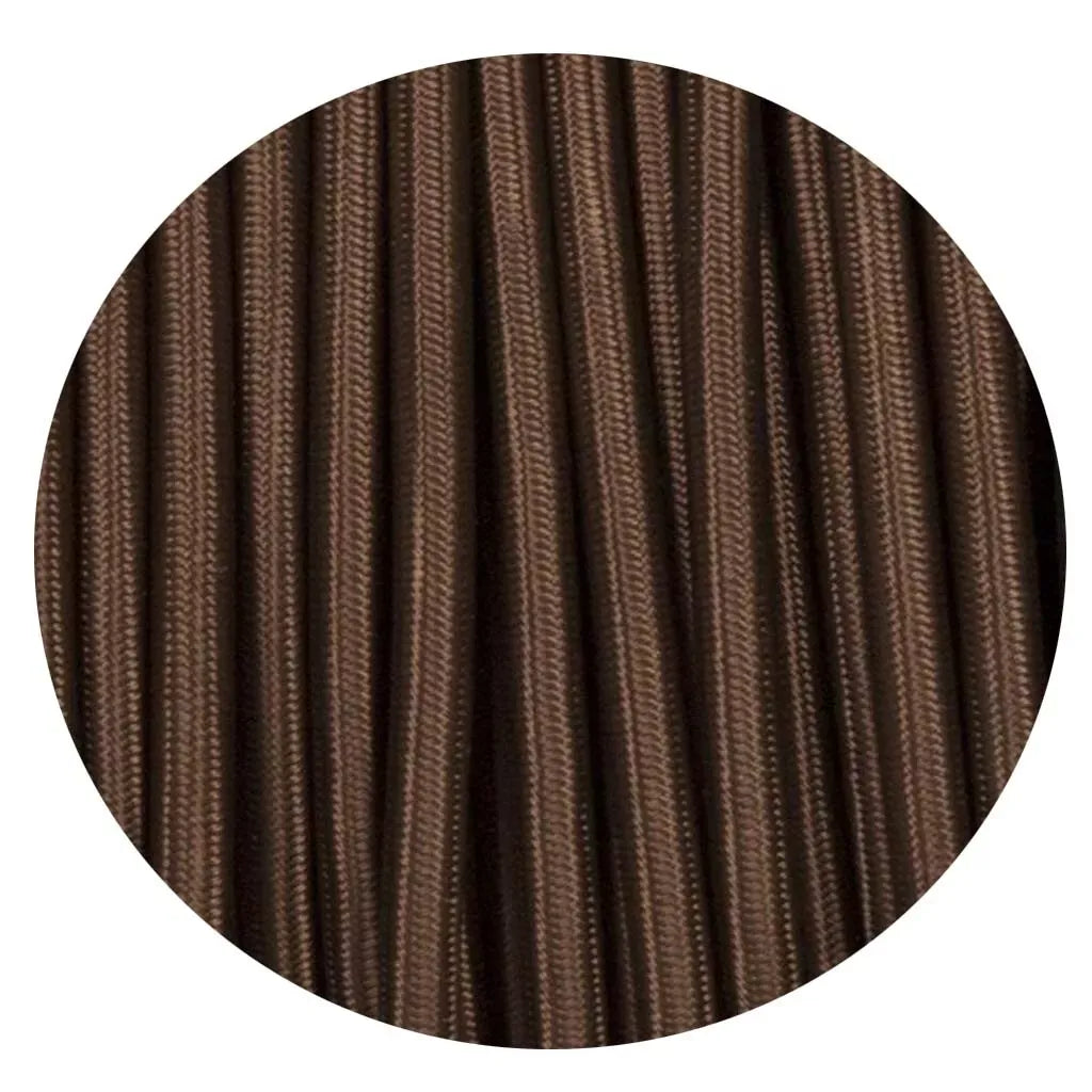 2 core Round Vintage Braided Fabric Dark Brown Cable Flex 0.75mm