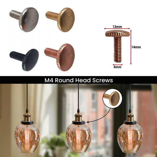Industrial M4 Round Head Screws – 12mm Hand Tightening