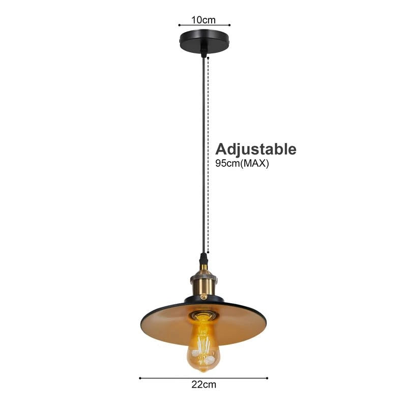 Industrial Vintage Pendant Light, E27 Metal Shade for Home & Cafe