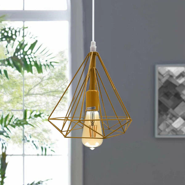 Yellow Geometric Cages Transform Your Ceiling Lights