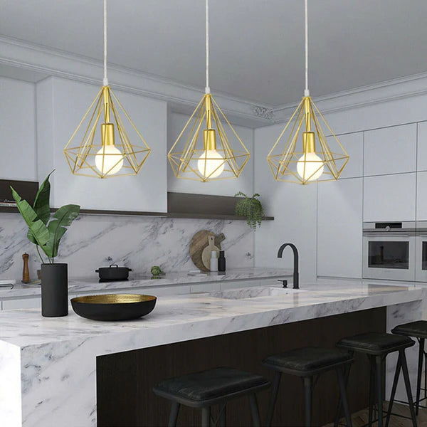 Yellow Geometric Cage Pendant Light Shade