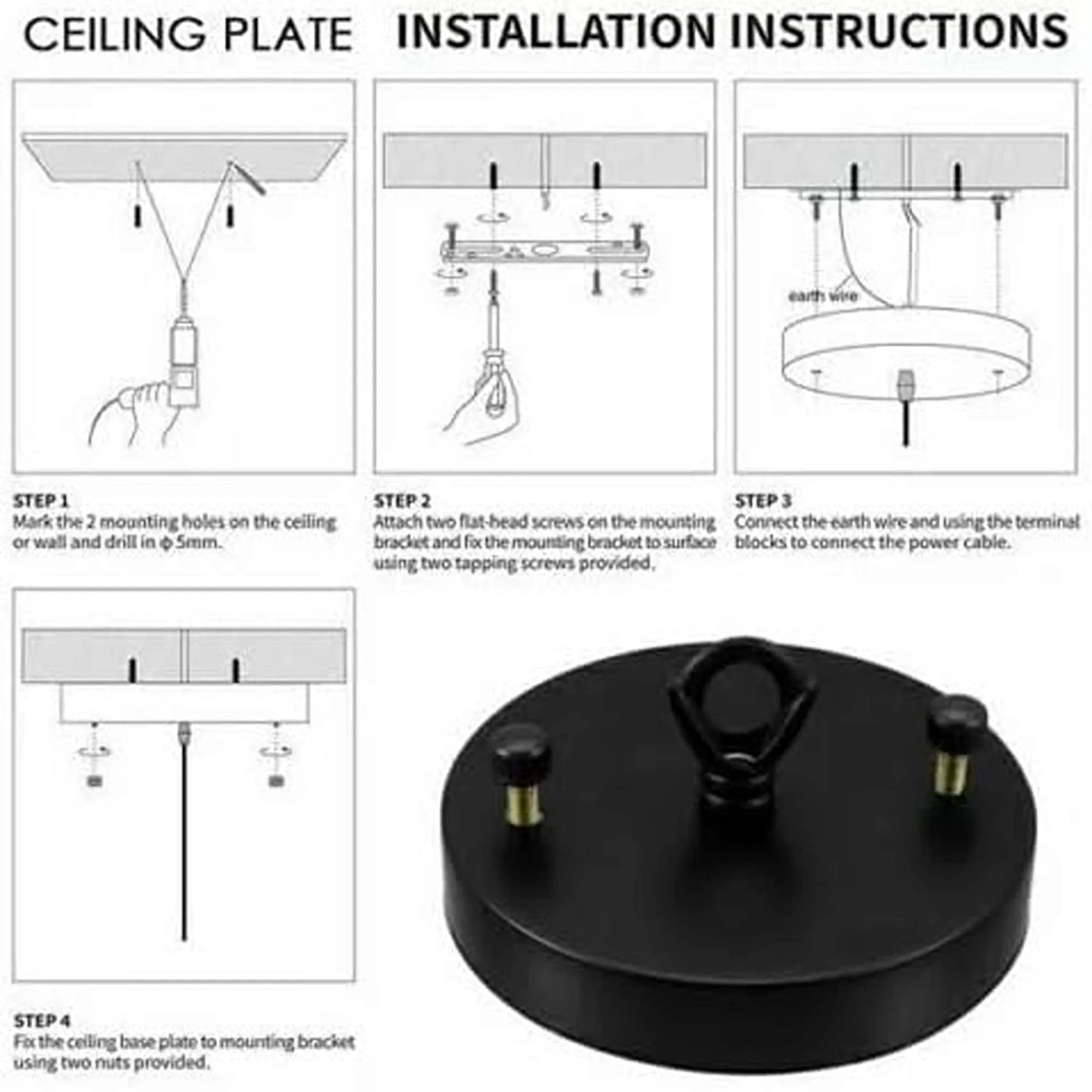 100mm Vintage Ceiling Rose with Hook - Pendant Light & Chandelier Fitting