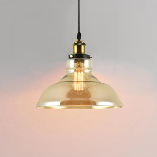 Bowl-Vintage Retro Style Lampshades Ceiling Pendant Light Lamp Amber Glass Shade