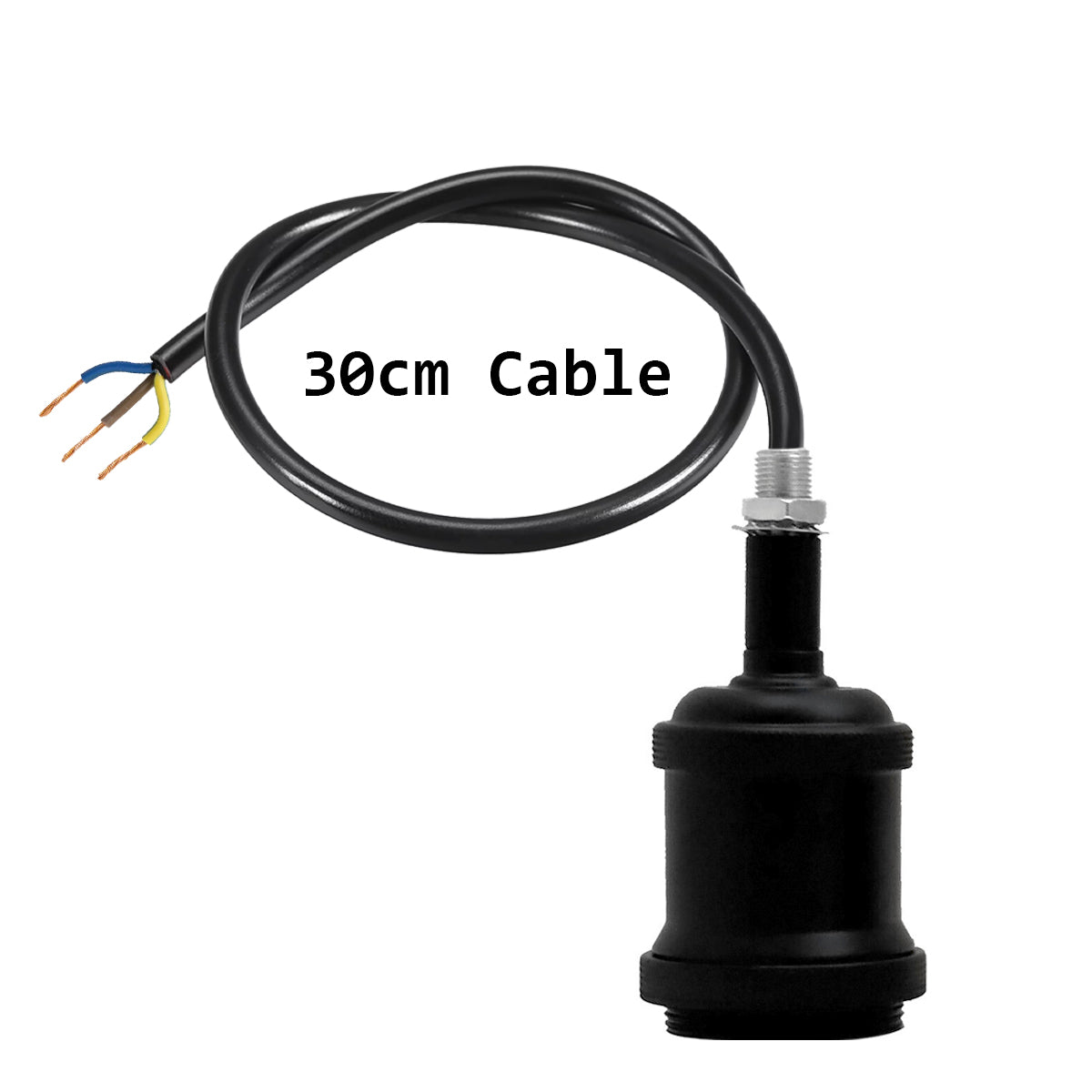 Vintage Industrial Metal E27 Lamp Holder with 30cm Cable