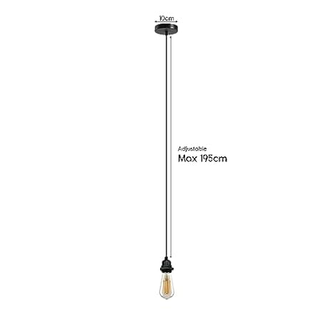 Pendant Ceiling Light Fitting, E27 Lamp IP65 Indoor/Outdoor Black Cable Waterproof Socket Lamp Holder 2M (2PACK)