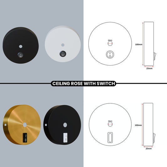 Single Point Drop Vintage Metal Ceiling Rose with Switch