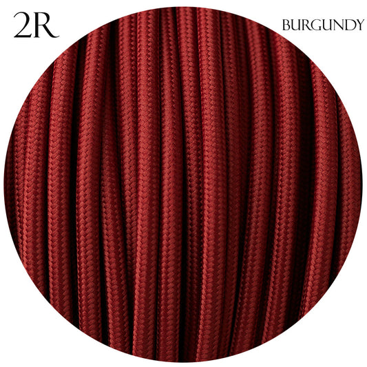 2 core Round Vintage Braided Fabric Burgundy Cable Flex 0.75mm