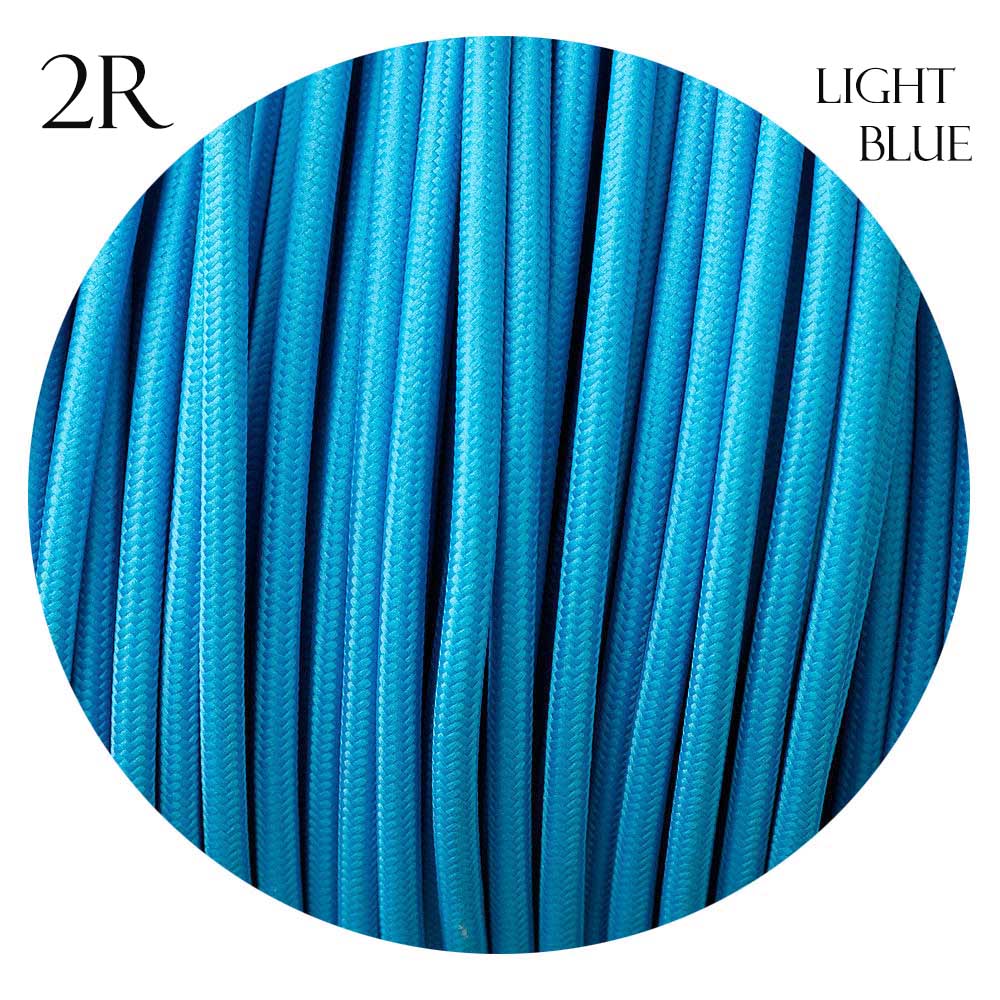 0.75mm 2 core Round Vintage Braided Light Blue Fabric Covered Light Flex