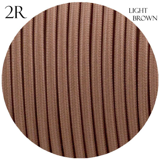 Premium 0.75mm 2 Core Vintage Braided Cable - Light Brown Fabric Flex