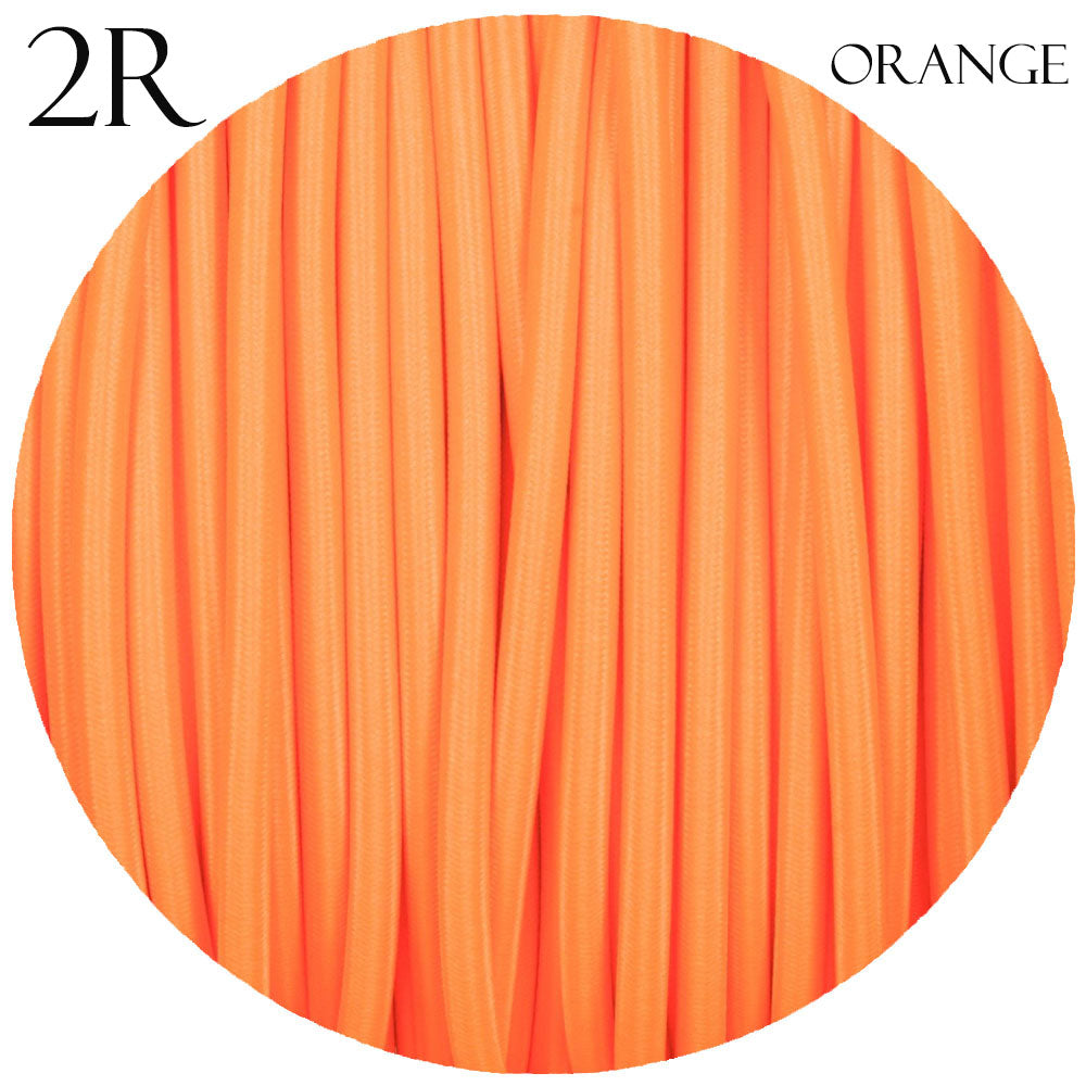 0.75mm 2 core Round Vintage Braided Orange Fabric Covered Light Flex