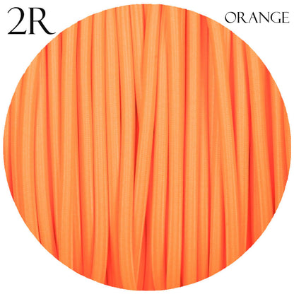 0.75mm 2 core Round Vintage Braided Orange Fabric Covered Light Flex