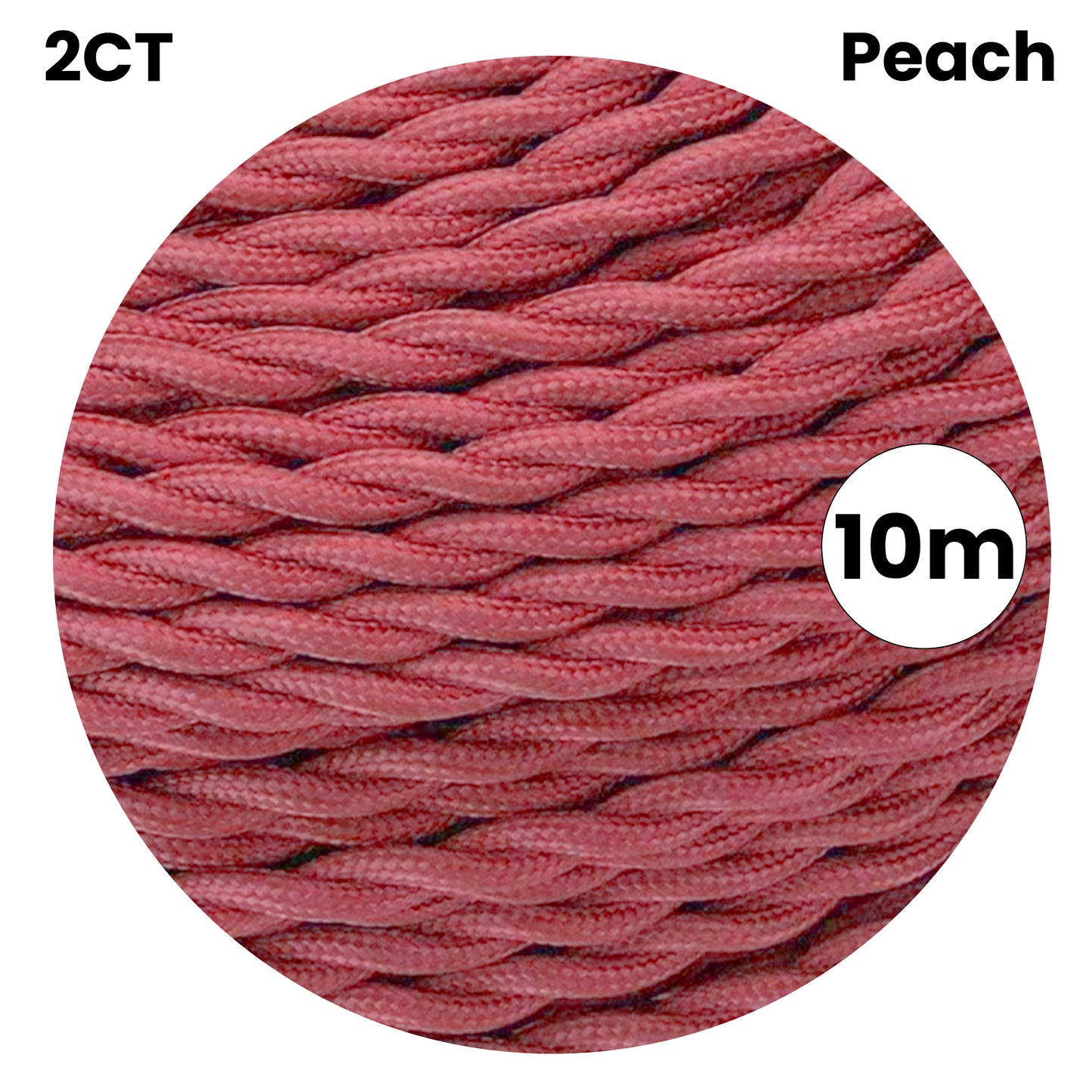 2 Core Twisted Electric Cable Peach Color Fabric 0.75mm