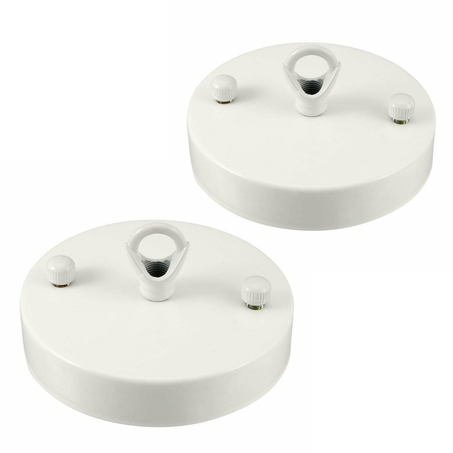 100mm Metal 1 Outlet Ceiling Rose with Hook (Pack 1 /Pack 2)