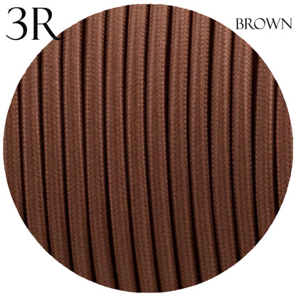 3 core Round Vintage Braided Fabric Brown Cable Flex 0.75mm