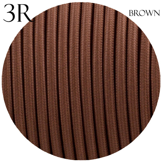 3 core Round Vintage Braided Fabric Brown Cable Flex 0.75mm