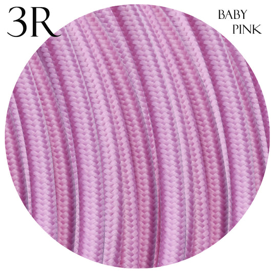 3-Core Round Baby Pink Lighting Fabric Braided Cable