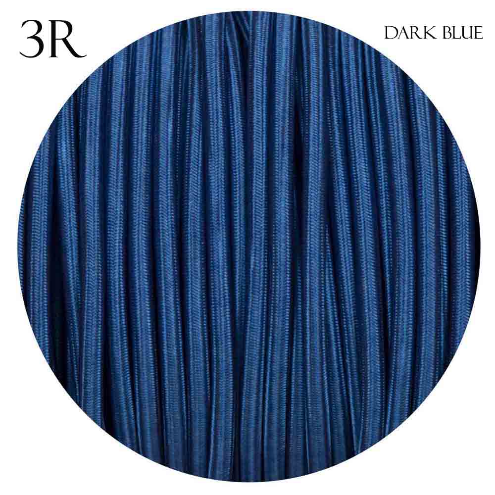 3 Core Round Vintage Italian Braided Fabric Cable Flex 0.75mm Dark Blue UK