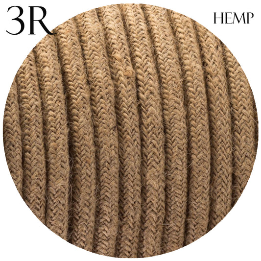 3 Core Round Vintage Italian Braided Fabric Cable Flex 0.75mm Hemp UK