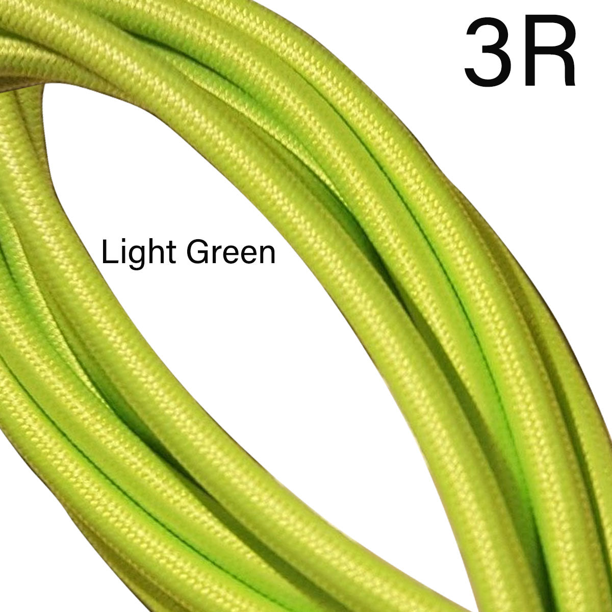 3 core Round Vintage Braided Fabric Light Green Cable Flex 0.75mm