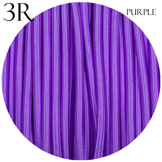 0.75mm 3 core Round Cable Vintage Braided Purple Fabric Light Flex