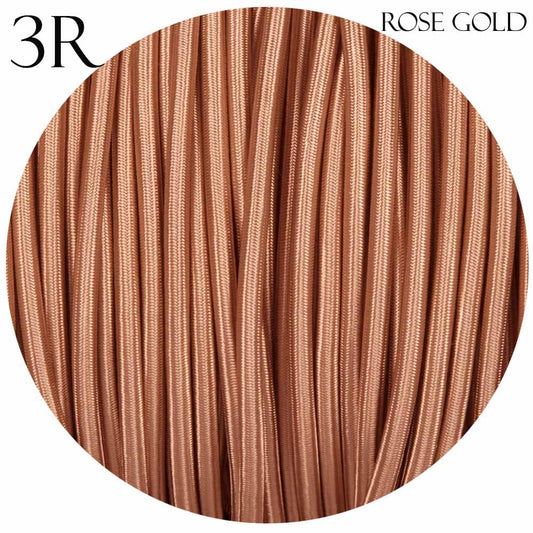 3 core Round Vintage Braided Fabric Rose Gold Colored Cable Flex