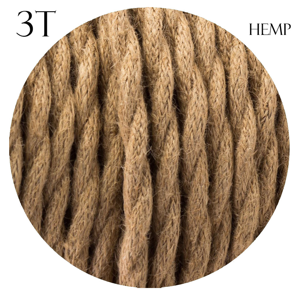 Hemp color 3 Core Twisted Electric Cable covered fabric 0.75mm