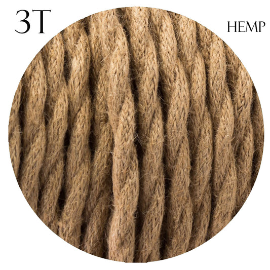 Hemp color 3 Core Twisted Electric Cable covered fabric 0.75mm