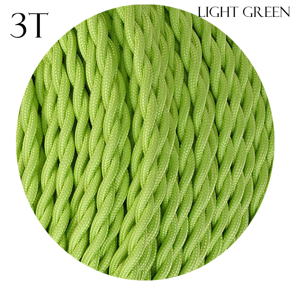 light Green color 3 Core Twisted Electric Cable covered fabric 0.75mm