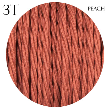 3 Core Twisted Peach Vintage Electric fabric Cable Flex 0.75mm