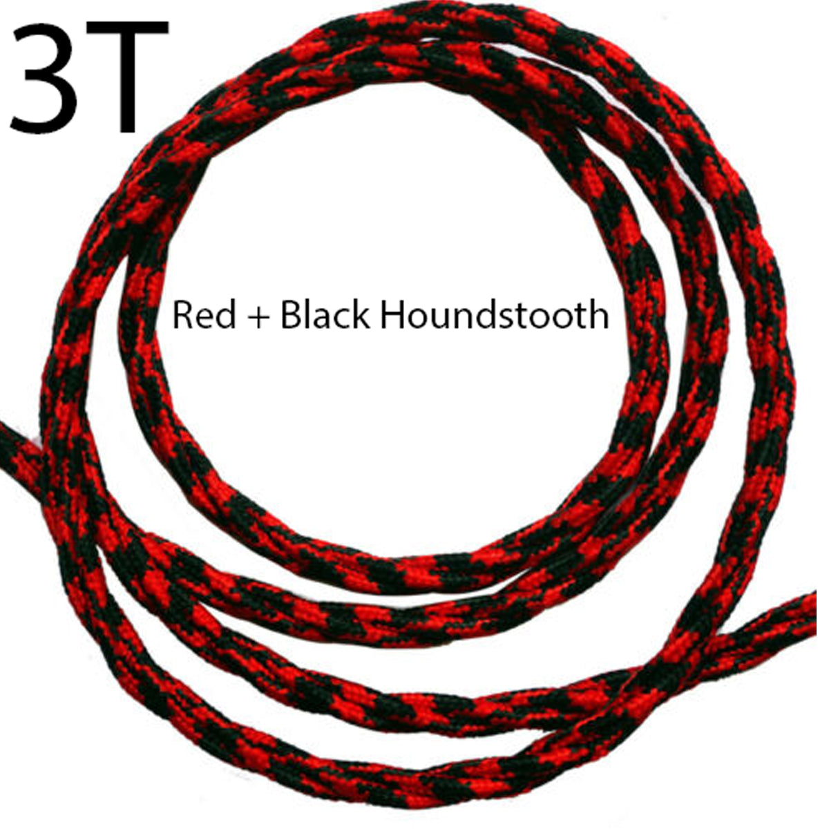 3 Core Twisted Red Black Houndstooth Twisted Multi Tweed Vintage Electric fabric Cable Flex 0.75mm